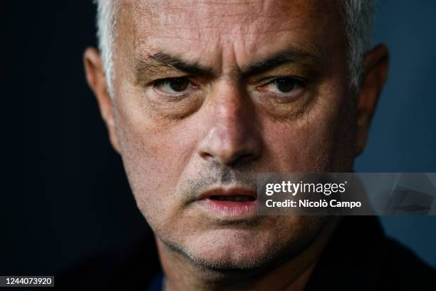 Jose Mourinho, head coach of AS Roma, looks on prior to the Serie A football match between UC Sampdoria and AS Roma. AS Roma won 1-0 over UC...