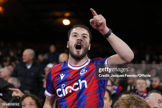 Crystal Palace fans during the Premier League match between Crystal Palace and Wolverhampton Wanderers at Selhurst Park on October 18, 2022 in...