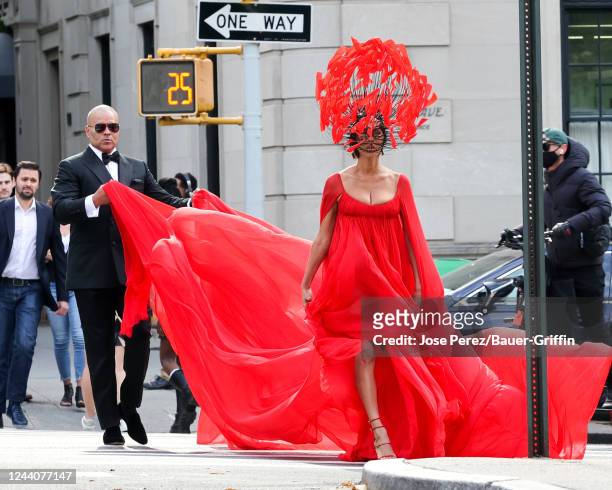 Christopher Jackson and Nicole Ari Parker are seen at film set of the 'And Just Like That' TV Series on October 18, 2022 in New York City.