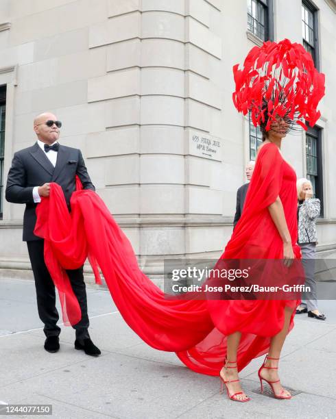 Christopher Jackson and Nicole Ari Parker are seen at film set of the 'And Just Like That' TV Series on October 18, 2022 in New York City.