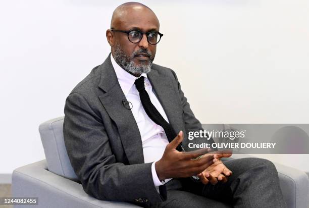 Abebe Aemro Selassie, Director of the African Department at the International Monetary Fund , speaks during an interview with AFP at the IMF...