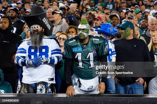 Dallas Cowboy and Philadelphia Eagle fans enjoy the game during the second half of the National Football League game between the Dallas Cowboys and...