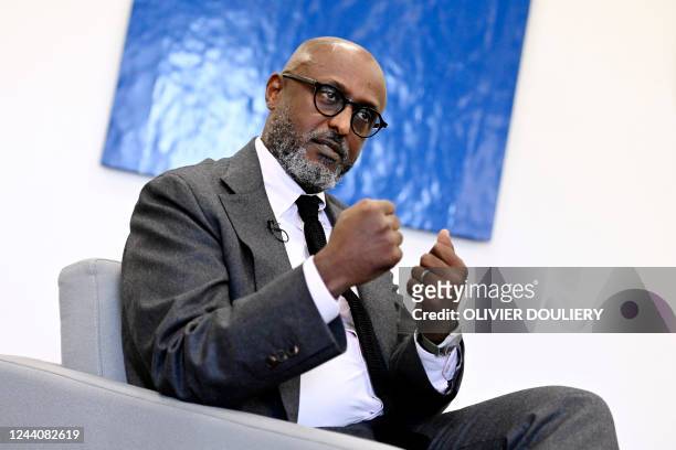 Abebe Aemro Selassie, Director of the African Department at the International Monetary Fund , speaks during an interview with AFP at the IMF...