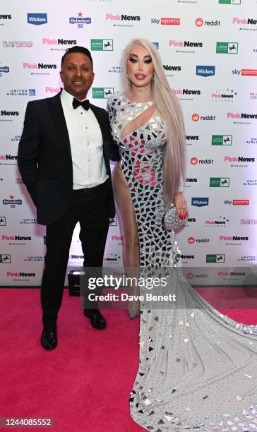 Guest and Jessica Alves attend The PinkNews Awards 2022 at Church House, Westminster, on October 19, 2022 in London, England.