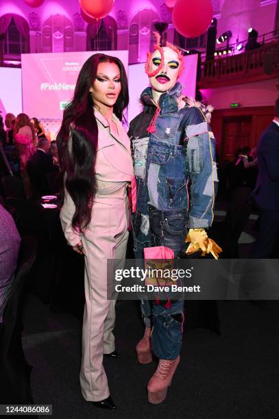 Krystal Versace and Virgin X attend The PinkNews Awards 2022 at Church House, Westminster, on October 19, 2022 in London, England.