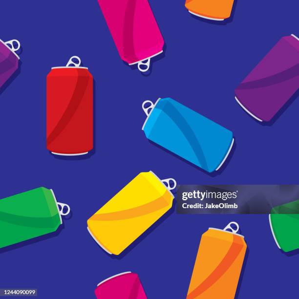 soda can pattern flat - soft drink can stock illustrations