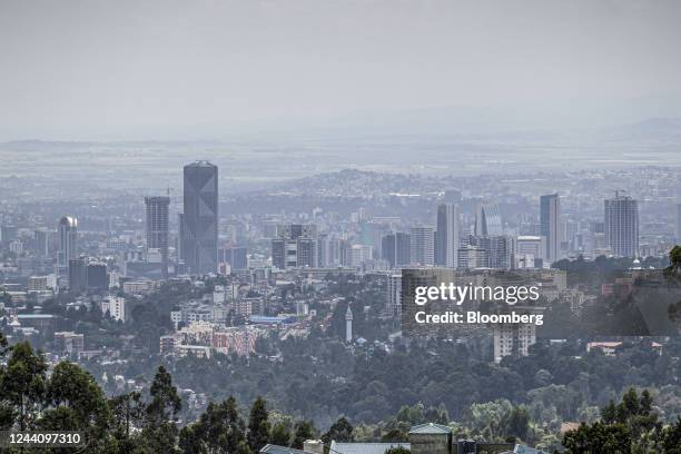 Skyscraper office buildings on the city skyline in Addis Ababa, Ethiopia, on Wednesday, Oct. 19, 2022. The International Monetary Fund forecasts...