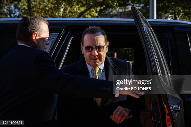 Actor Kevin Spacey arrives at United States District Court for the Southern District of New York on October 20, 2022 in New York City. - Five years...