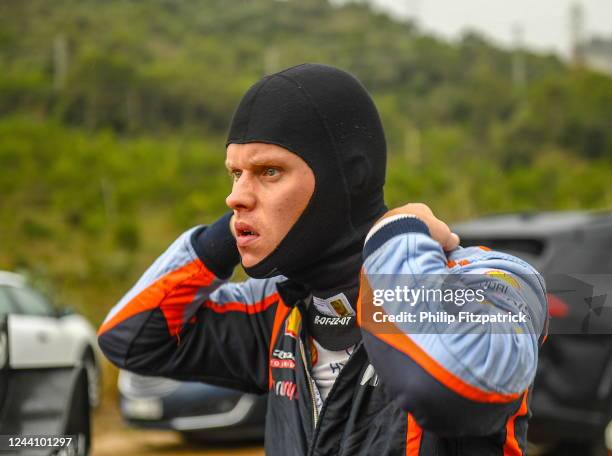 Catalunya , Spain - 20 October 2022; Ott Tanak prepares for shakedown from the remote tyre fitting zone during day one of the FIA World Rally...