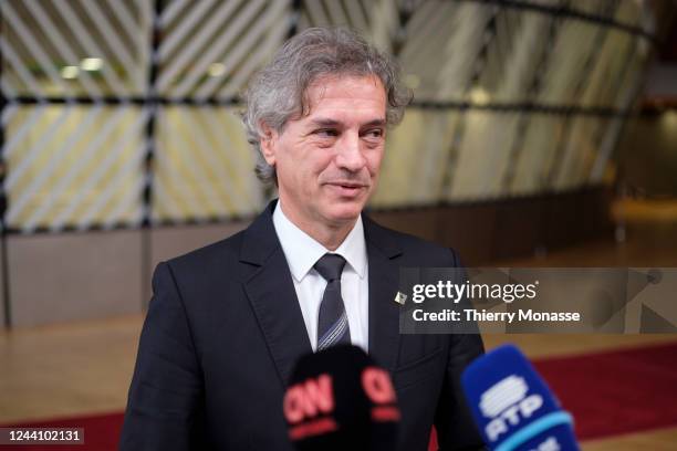 Slovenian Prime Minister, chairman of the Freedom Movement Robert Golob arrives for the first day of an EU Summit in the Europa building, the EU...