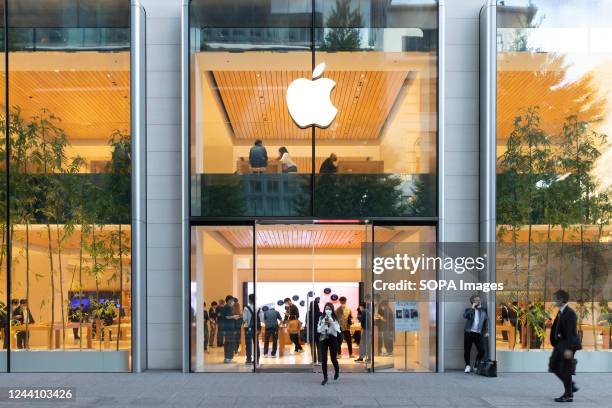 Entrance of Apple store Marunouchi in Tokyo.