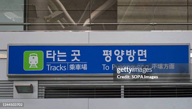 Pyongyang Highway Sign Third Tunnel Of Aggression Photos and Premium High Res Pictures - Getty ...