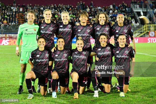 Roma team during the UEFA Womens Champions League 2022/23 match between AS Roma vs Slavia Praha at the Domenico Francioni stadium Latina on 20...