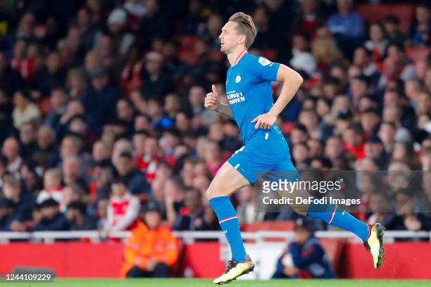 Luuk de Jong of PSV Eindhoven substitutes during the UEFA Europa League group A match between Arsenal FC and PSV Eindhoven at Emirates Stadium on...