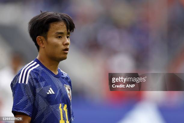 Takefusa Kubo of Japan during the Japan-United States International Friendly Match at the Dusseldorf Arena on September 23, 2022 in Dusseldorf,...