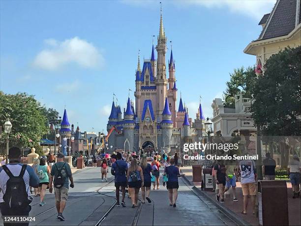 Disney annual passholders get a peek at the coronavirus-inspired changes inside the Magic Kingdom on July 9, 2020.