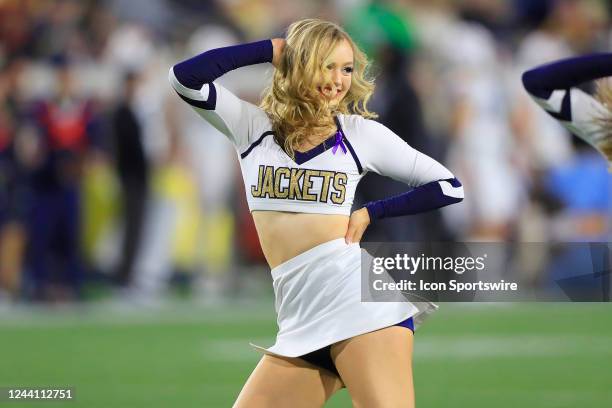 Tech Goldrush performer dances during the Thursday evening college football game between the Georgia Tech Yellow Jackets and the Virginia Cavaliers...