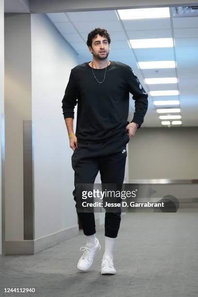 Furkan Korkmaz of the Philadelphia 76ers arrives to the arena before the game against the Milwaukee Bucks on October 20, 2022 at the Wells Fargo...