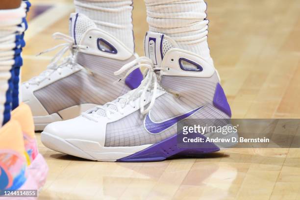 The sneakers worn by Juan Toscano-Anderson of the Los Angeles Lakers during the game against the LA Clippers on October 20, 2022 at Crypto.com Arena...