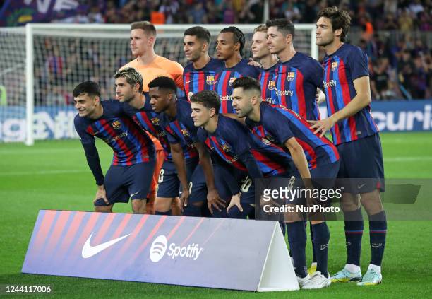 Fc Barcelona team during the match between FC Barcelona and Villarreal CF, corresponding to the week 10 of the Liga Santander, played at the Spotify...
