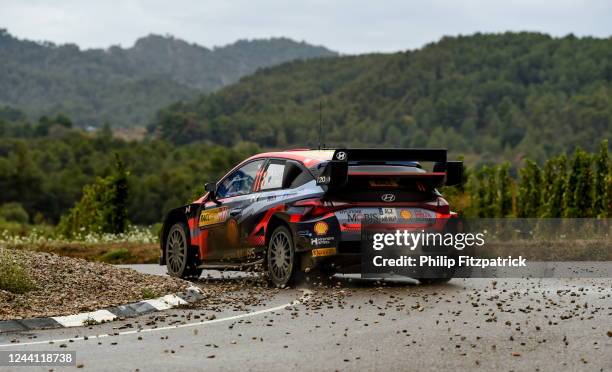 Catalunya , Spain - 21 October 2022; Thierry Neuville and Martijn Wydaeghe of Belguim in their Hyundai i20 N Rally 1 during two of the FIA World...