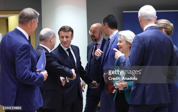 French President Emmanuel Macron , President of the European Commission, Ursula von der Leyenââ , Prime Minister of Spain, Pedro Sanchez...