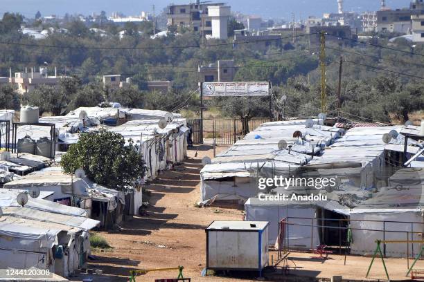 General view of the refugee camp as cholera spreads rapidly among Syrian refugee camp and Lebanese citizens in Akkar district of Lebanon on October...