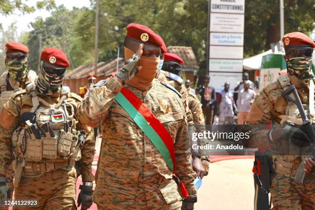 Burkina Fasoâs coup leader Ibrahim Traore attends oath-taking ceremony as Burkina Faso transitional president on October 21, 2022 in Ouagadougou,...