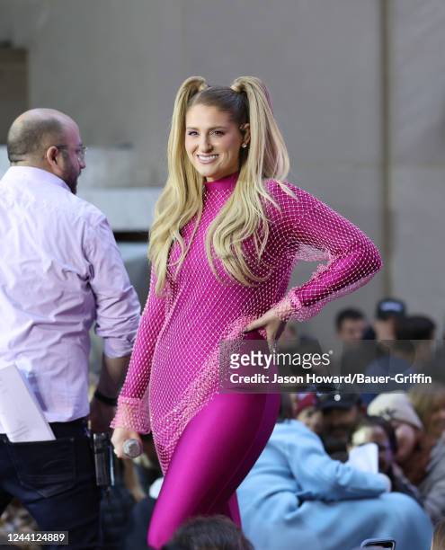 Meghan Trainor is seen performing at the "Today" show on October 21, 2022 in New York City.