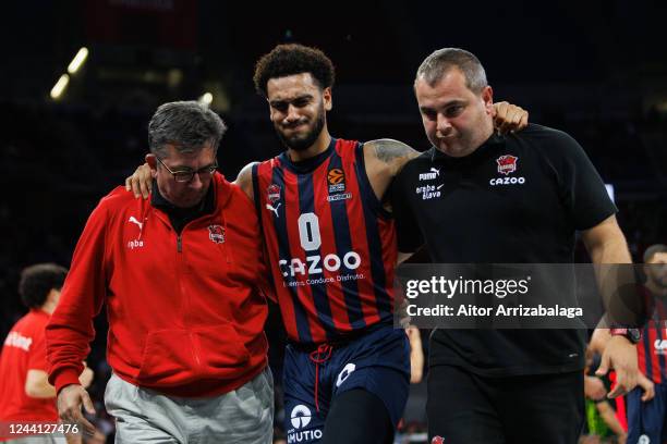 Markus Howard, #0 of Cazoo Baskonia Vitoria Gasteiz leaves the floor injured during the 2022/2023 Turkish Airlines EuroLeague Regular Season Round 4...