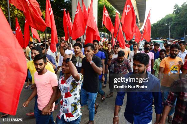 Garment Workers Trade Union Centre activists held a protest rally demanding twenty thousand taka minimum wage for garments worker in Dhaka,...