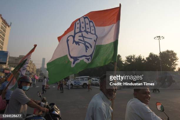 West Bengal Congress committee members staged a protest at Esplanade with Congress flags against allegedly brutal police action against TET qualified...