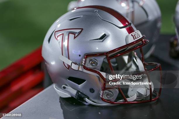 Troy University head gear on the sideline during a college football game between the Troy Trojans and the South Alabama Jaguars on October 20 at...