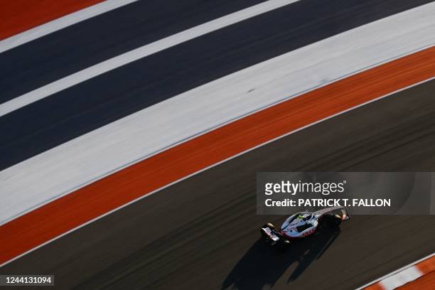 Haas F1 Team's German driver Mick Schumacher races during the second practice session for the Formula One United States Grand Prix, at the Circuit of...