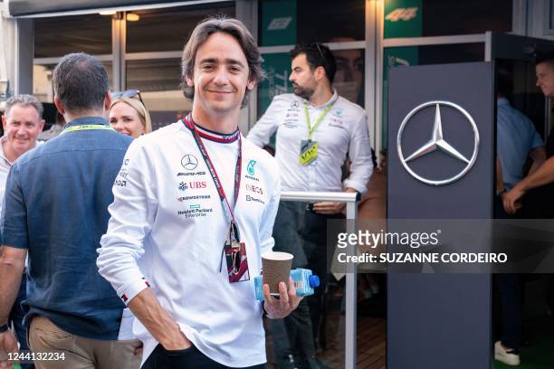 Mexican racing driver Esteban Gutierrez poses in the paddock before the Formula One United States Grand Prix practice session, at the Circuit of the...