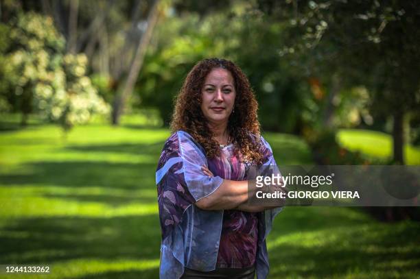 Jacqueline Rosario, a member of the school board for District 2, in Vero Beach, Florida, poses for photos during an interview with AFP in Indian...