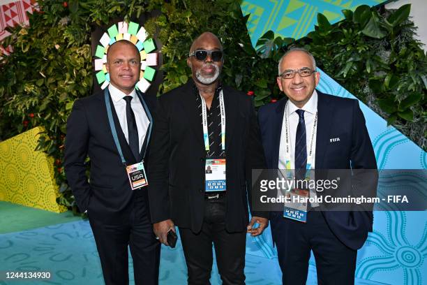 Soccer Sporting Director Earnie Stewart with FIFA Council Member and President of the Nigeria Football Federation Amaju Pinnick and FIFA Senior...