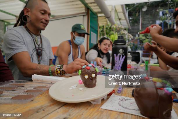 Group of Venezuelan migrants participate in a handicrafts workshop inside a shelter in Mexico City, who have left their country of origin for various...