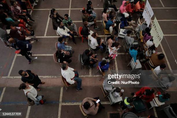 Venezuelan migrants inside a shelter in Mexico City, who have left their country of origin for various political, economic and cultural reasons,...