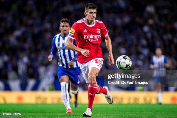 Antonio Silva of SL Benfica controls the ball during the Liga Portugal Bwin match between FC Porto and SL Benfica at Estadio do Dragao on October 21,...