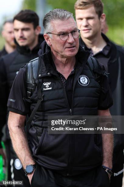 Bristol City manager Nigel Pearson arrives for the Sky Bet Championship match at the Select Car Leasing Stadium, Reading. Picture date: Saturday...