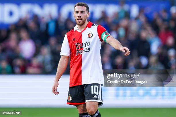 Orkun Kokcu of Feyenoord Rotterdam looks on during the Dutch Eredivisie match between Feyenoord and Fortuna Sittard at Feyenoord Stadium on October...