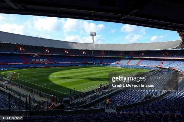 General view inside the stadium during the Dutch Eredivisie match between Feyenoord and Fortuna Sittard at Feyenoord Stadium on October 22, 2022 in...