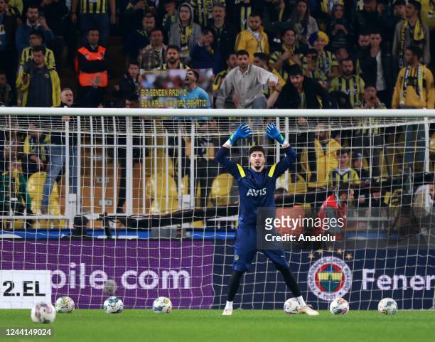 Fenerbahce's goalkeeper Altay Bayindir in action during the Turkish Super Lig week 11 match between Fenerbahce and Medipol Basaksehir at the Ulker...