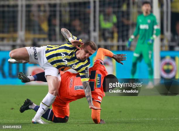 Serdar Aziz of Fenerbahce in action against Stefano Okaka of Medipol Basaksehir during Turkish Super Lig week 11 match between Fenerbahce and Medipol...