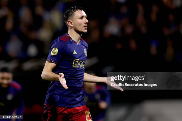 Steven Berghuis of Ajax celebrates 1-2 during the Dutch Eredivisie match between RKC Waalwijk v Ajax at the Mandemakers Stadium on October 22, 2022...