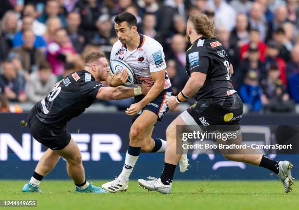 Saracens' Alex Lozowski in action during during the Gallagher Premiership Rugby match between Exeter Chiefs and Saracens at Sandy Park on October 22,...