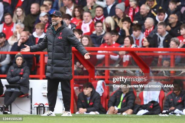 Jurgen Klopp the manager/head coach of Liverpool during the Premier League match between Nottingham Forest and Liverpool FC at City Ground on October...