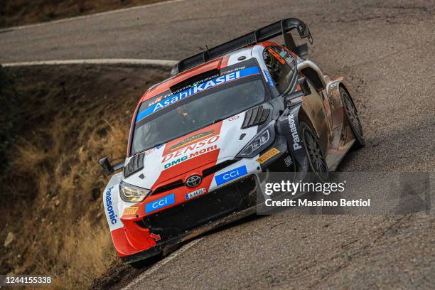 Kalle Rovanpera of Finland and Jonne Halttunen of Finland are competing with their Toyota Gazoo Racing WRT Toyota GR Yaris Rally1 Hybrid during Day...