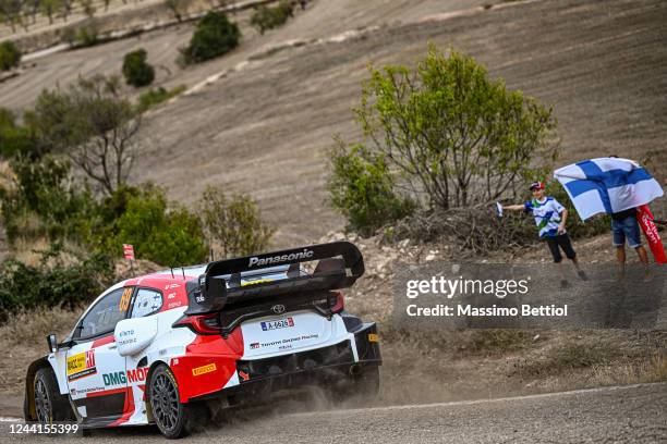 Kalle Rovanpera of Finland and Jonne Halttunen of Finland are competing with their Toyota Gazoo Racing WRT Toyota GR Yaris Rally1 Hybrid during Day...